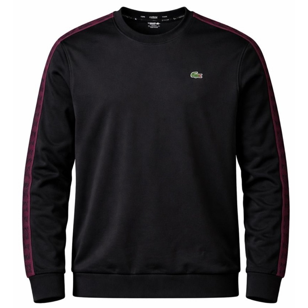 Lacoste Black Crewneck Sweater with Red Accents